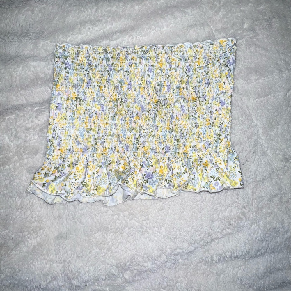 Flower ruched tube top